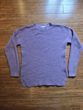 Kersh Merino Wool Blend Waffle Knit Sweater Dusty Mauve Lilac Crewneck Soft Girl